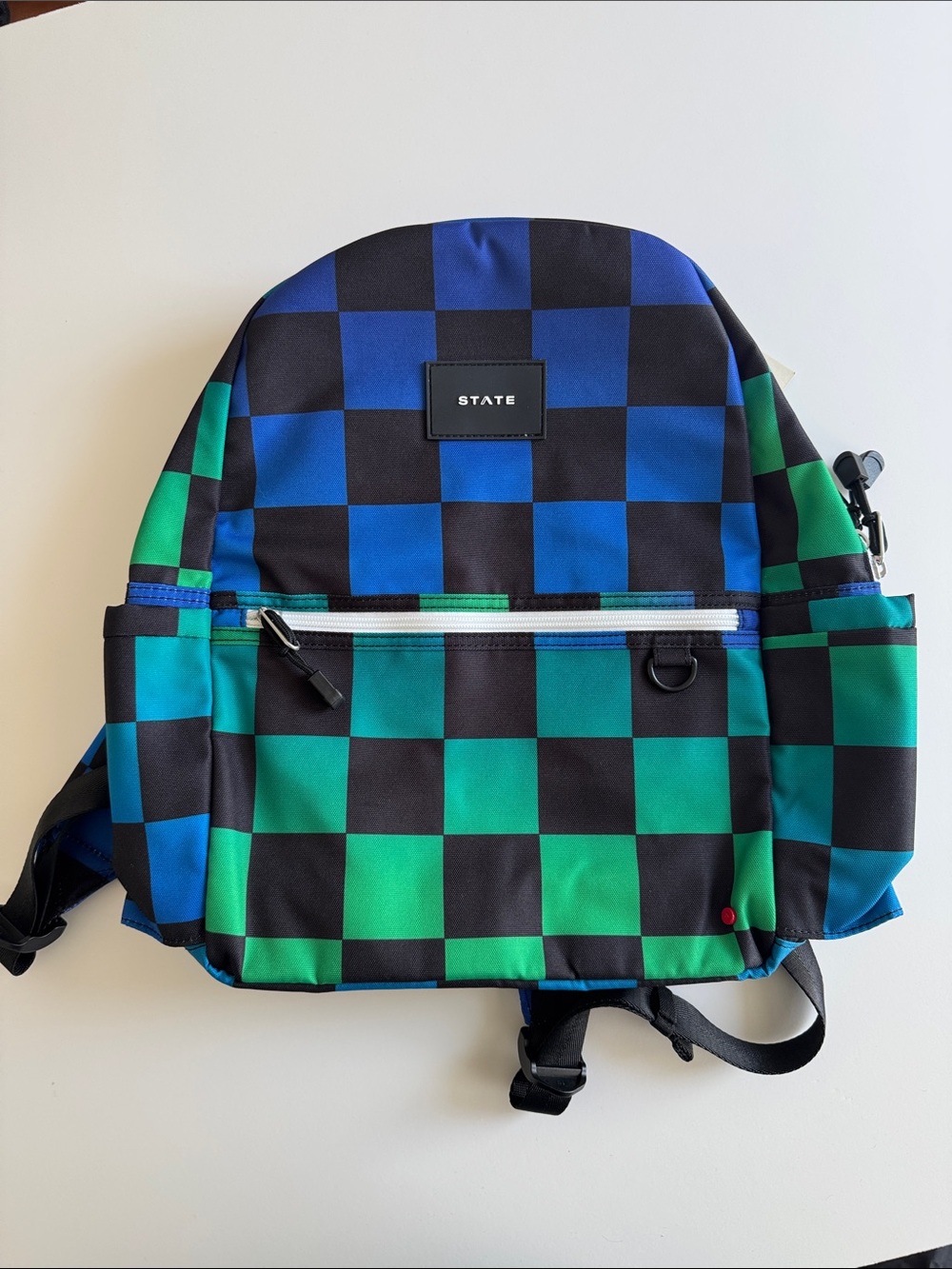 STATE Blue and Green Checkerboard Backpack